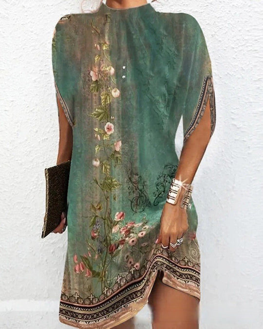 Hacinta Midi Zomerjurk met Batwing Mouwen en Relaxed Fit - ZovaFashion - Midi Jurk