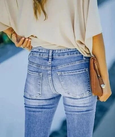 Hadassah Spijkerbroek Dames van Stretchy Denim met Klassieke Snit en Elastische Tailleband - ZovaFashion - Spijkerbroek Dames
