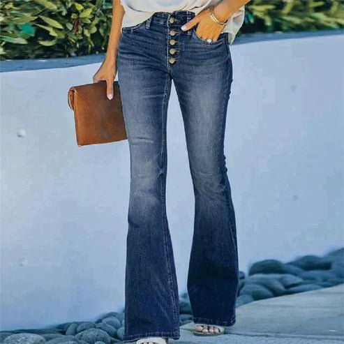 Hadassah Spijkerbroek Dames van Stretchy Denim met Klassieke Snit en Elastische Tailleband - ZovaFashion - Spijkerbroek Dames
