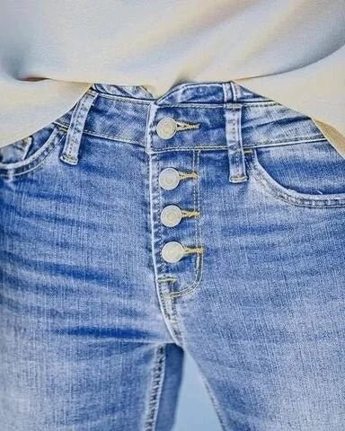 Hadassah Spijkerbroek Dames van Stretchy Denim met Klassieke Snit en Elastische Tailleband - ZovaFashion - Spijkerbroek Dames
