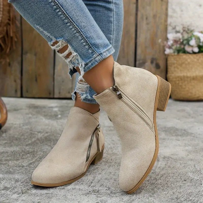 Isabella Sneakers Dames van Leer met Chunky Zool en Praktische Rits - ZovaFashion - Schoenen Dames