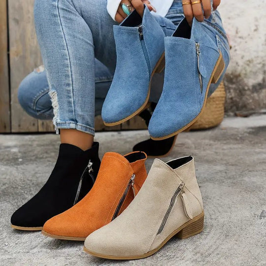 Isabella Sneakers Dames van Leer met Chunky Zool en Praktische Rits - ZovaFashion - Schoenen Dames