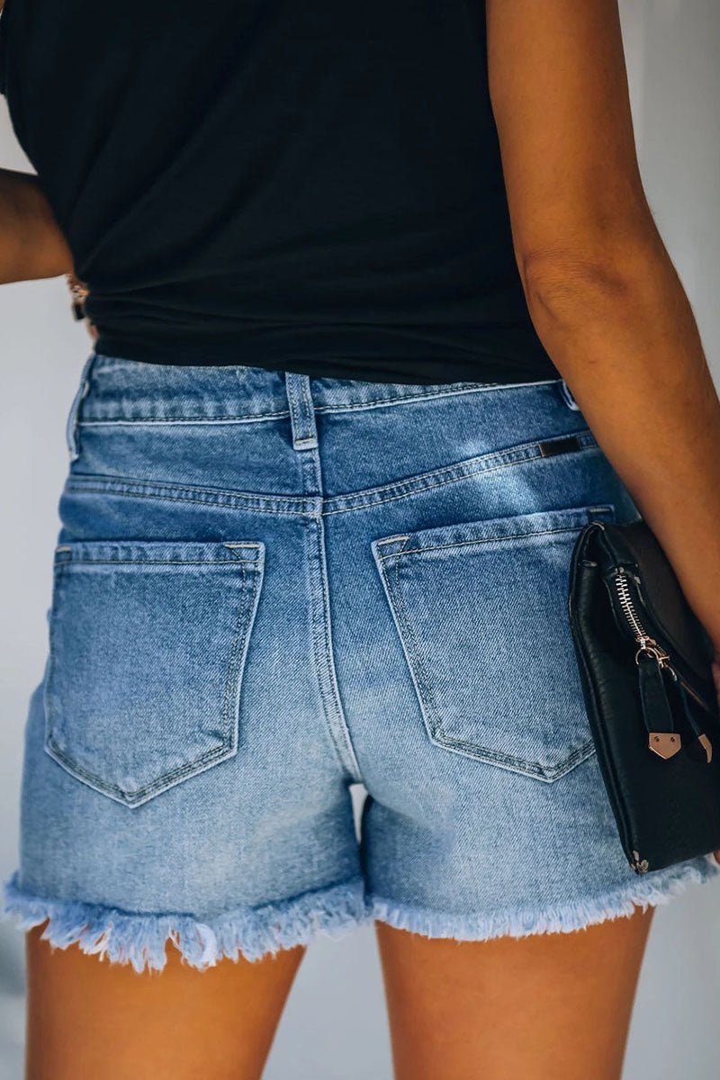 Katoenen Korte Broek Dames met Casual Ripped Details en Relaxed Fit - Zova - Fashion