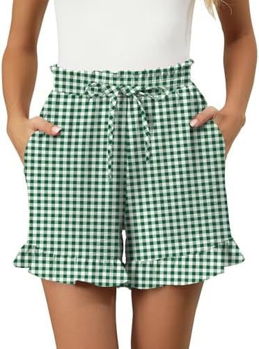 Katoenen Korte Broek Dames met Gingham Patroon en Elastische Tailleband - Zova - Fashion - Korte Broek Dames