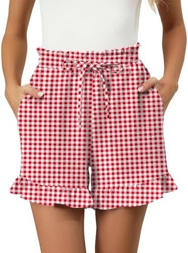 Katoenen Korte Broek Dames met Gingham Patroon en Elastische Tailleband - Zova - Fashion - Korte Broek Dames