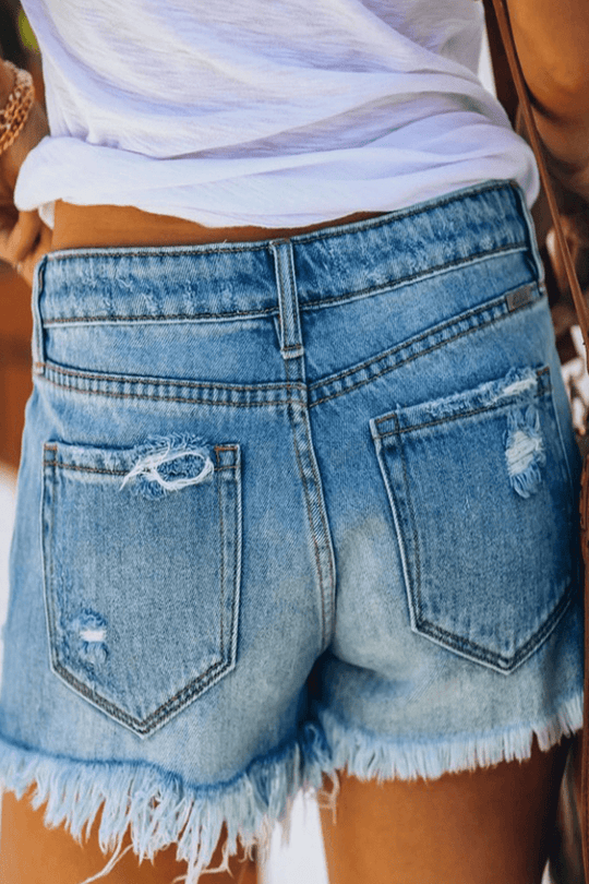 Katoenen Korte Broek Dames met Hoge Taille en Franje Details - Zova - Fashion - Korte Broek Dames