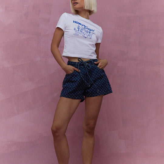Katoenen Korte Broek Dames met Hoge Taille en Relaxed Fit - Zova - Fashion