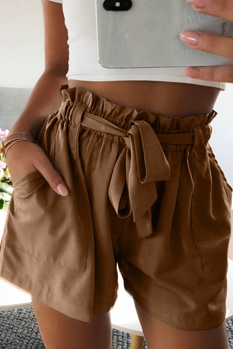 Katoenen Korte Broek Dames met Relaxed Fit en Bijpassende Riem - Zova - Fashion