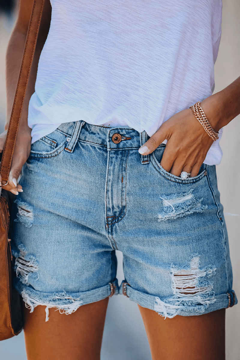 Katoenen Korte Broek Dames met Trendy Rips en Fringes - Zova - Fashion - Korte Broek Dames