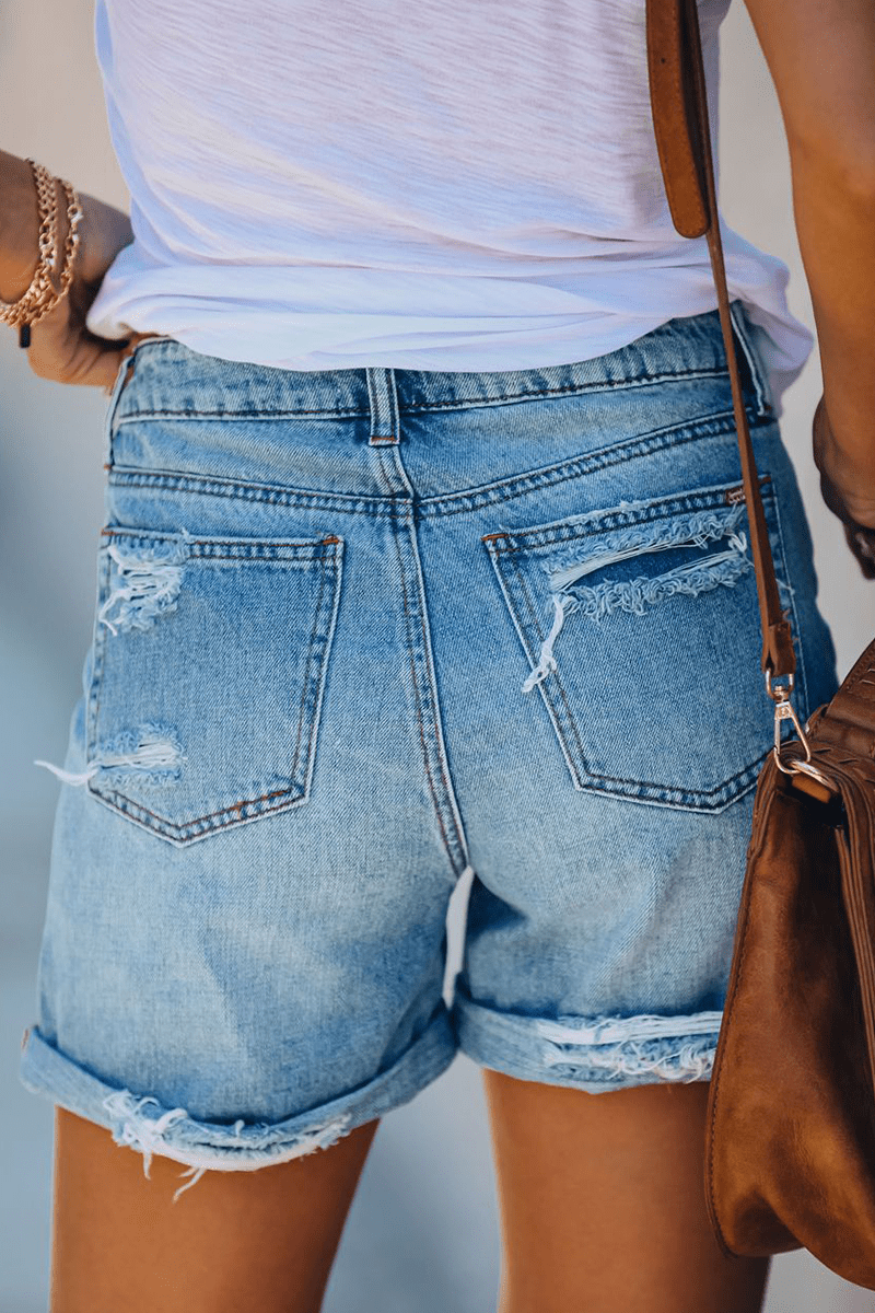 Katoenen Korte Broek Dames met Trendy Rips en Fringes - Zova - Fashion - Korte Broek Dames