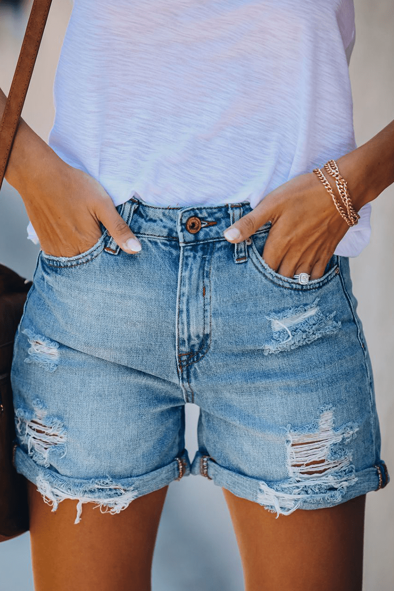 Katoenen Korte Broek Dames met Trendy Rips en Fringes - Zova - Fashion - Korte Broek Dames