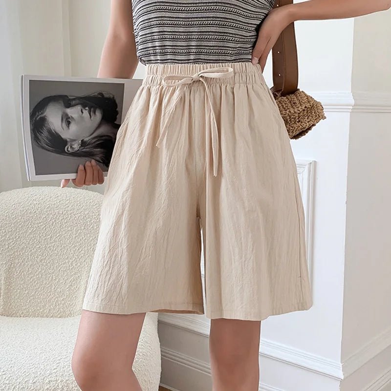 Katoenen Linnen Broek Dames met Elastische Tailleband en Relaxed Fit - Zova - Fashion