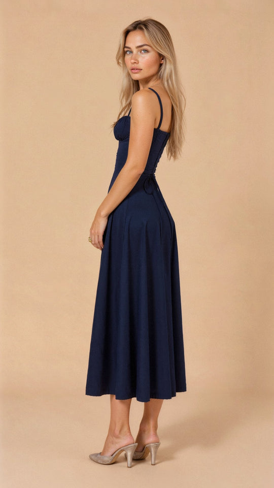 Kiana Corset Midi Zomerjurk Dames van Zacht Materiaal met Corset Top en Midi Lengte - ZovaFashion - Midi Jurk