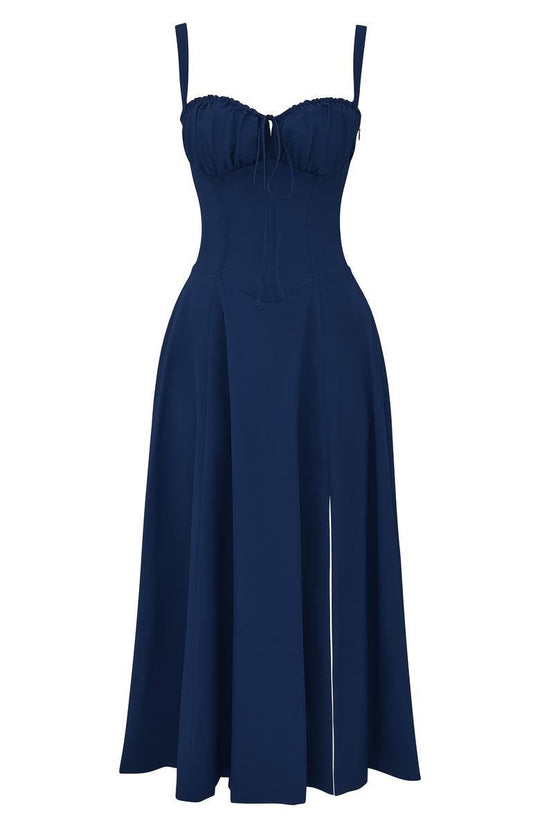 Kiana Corset Midi Zomerjurk Dames van Zacht Materiaal met Corset Top en Midi Lengte - ZovaFashion - Midi Jurk