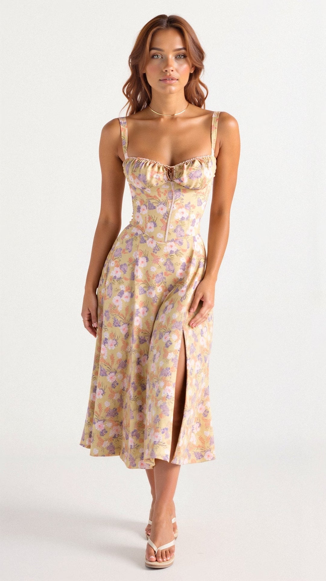 Kiana Corset Midi Zomerjurk Dames van Zacht Materiaal met Corset Top en Midi Lengte - ZovaFashion - Midi Jurk