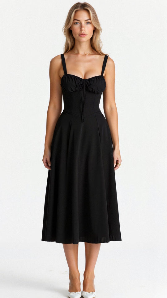Kiana Corset Midi Zomerjurk Dames van Zacht Materiaal met Corset Top en Midi Lengte - ZovaFashion - Midi Jurk