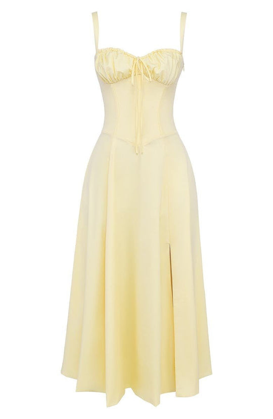 Kiana Corset Midi Zomerjurk Dames van Zacht Materiaal met Corset Top en Midi Lengte - ZovaFashion - Midi Jurk