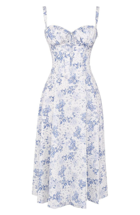 Kiana Corset Midi Zomerjurk Dames van Zacht Materiaal met Corset Top en Midi Lengte - ZovaFashion - Midi Jurk