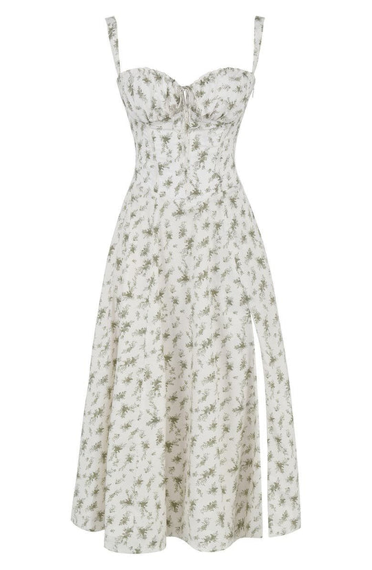 Kiana Corset Midi Zomerjurk Dames van Zacht Materiaal met Corset Top en Midi Lengte - ZovaFashion - Midi Jurk