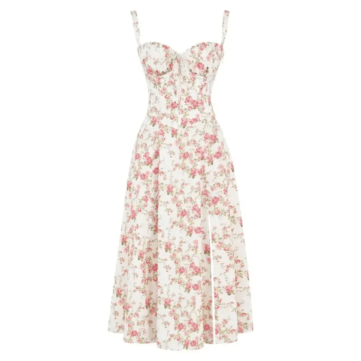 Kiana Corset Midi Zomerjurk Dames van Zacht Materiaal met Corset Top en Midi Lengte - ZovaFashion - Midi Jurk