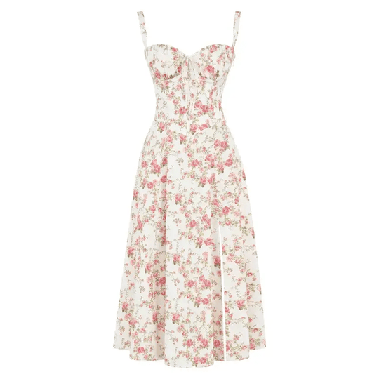 Kiana Corset Midi Zomerjurk Dames van Zacht Materiaal met Corset Top en Midi Lengte - ZovaFashion - Midi Jurk