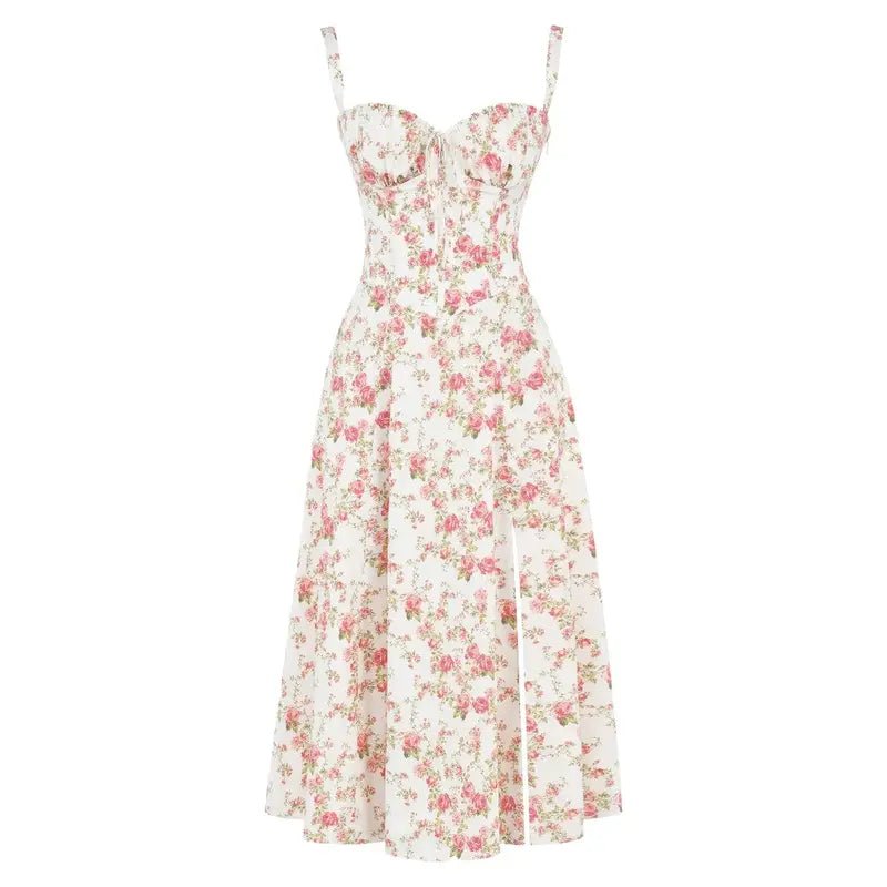 Kiana Corset Midi Zomerjurk Dames van Zacht Materiaal met Corset Top en Midi Lengte - ZovaFashion - Midi Jurk