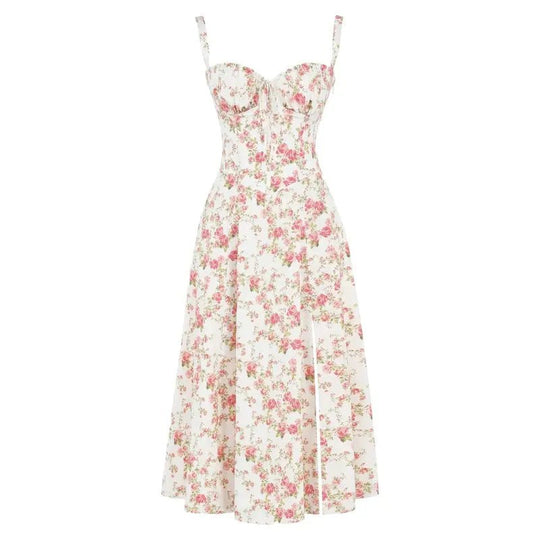 Kiana Corset Midi Zomerjurk Dames van Zacht Materiaal met Corset Top en Midi Lengte - ZovaFashion - Midi Jurk