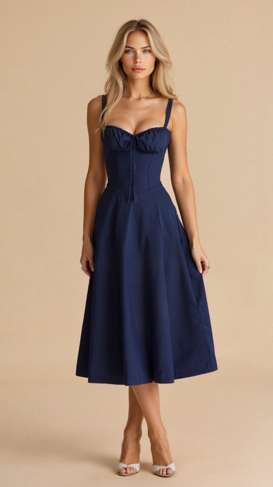 Kiana Corset Midi Zomerjurk Dames van Zacht Materiaal met Corset Top en Midi Lengte - ZovaFashion - Midi Jurk