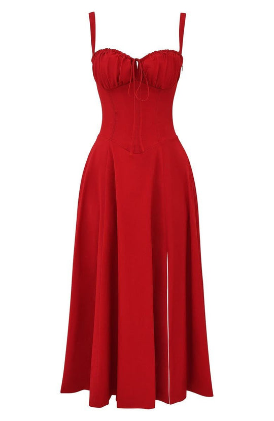 Kiana Corset Midi Zomerjurk Dames van Zacht Materiaal met Corset Top en Midi Lengte - ZovaFashion - Midi Jurk