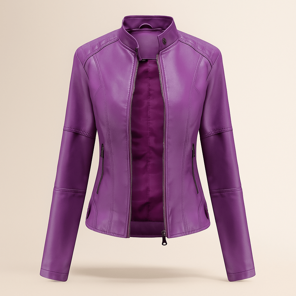 Dames Slim Fit Jacket – Mao Kraag – Rits – Heuplengte