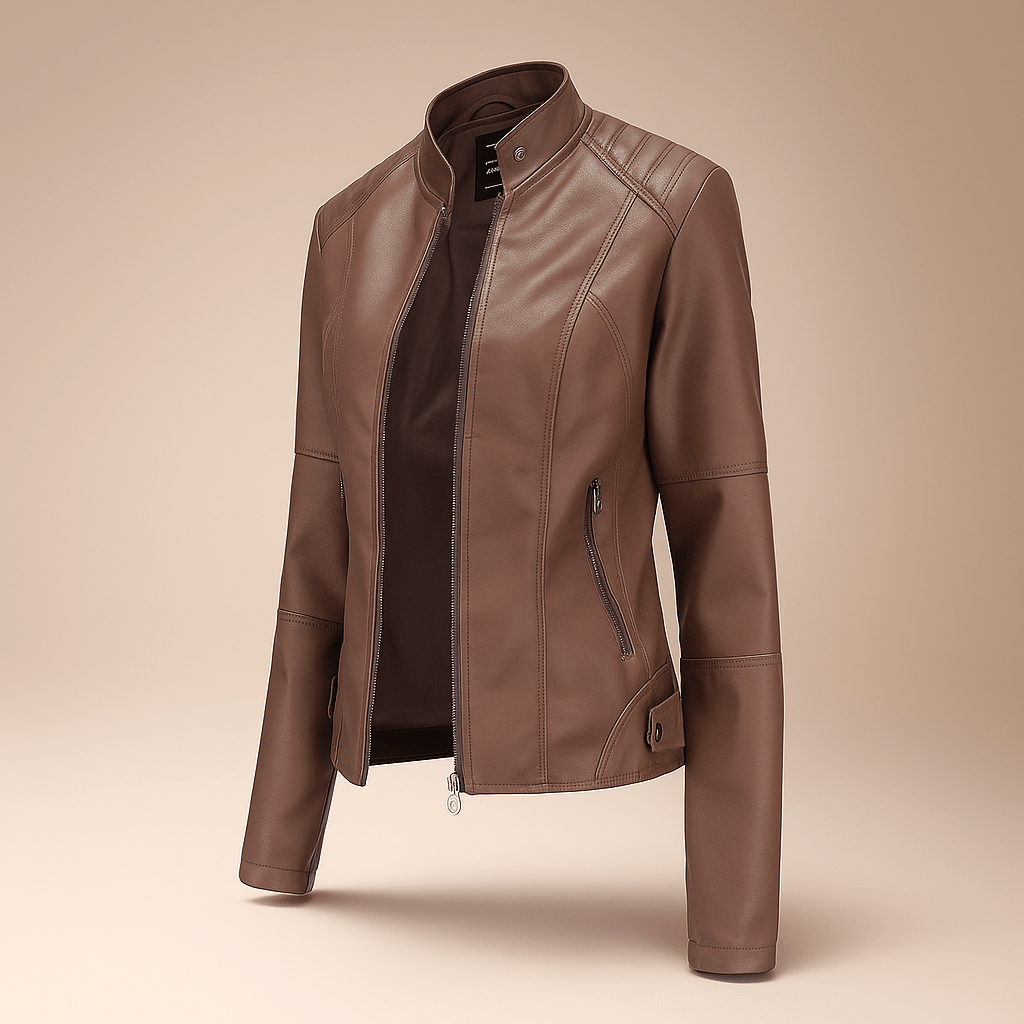 Dames Slim Fit Jacket – Mao Kraag – Rits – Heuplengte