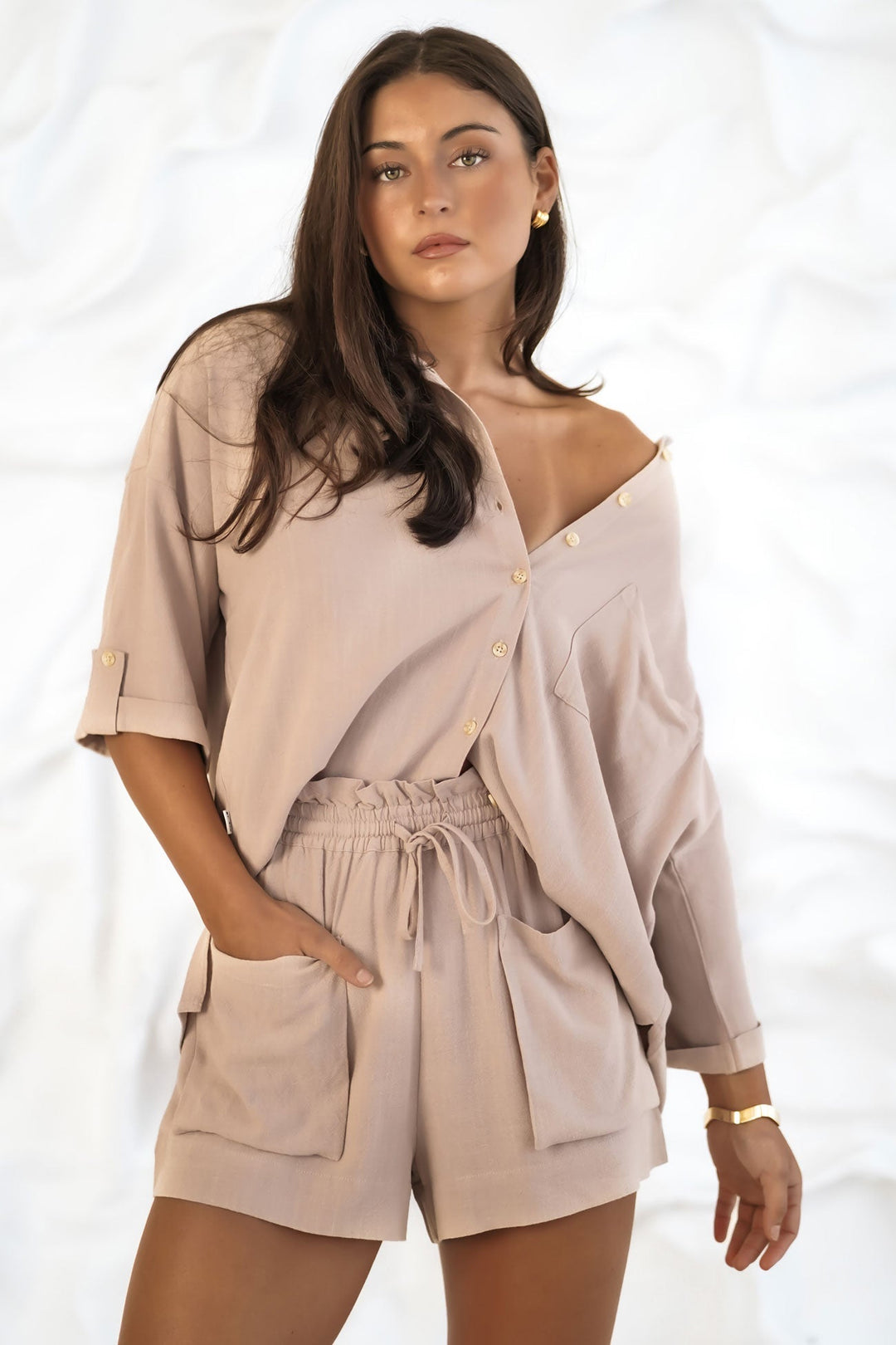 Korte Broek Dames met Hoge Taille en Voorzakken - Zova - Fashion
