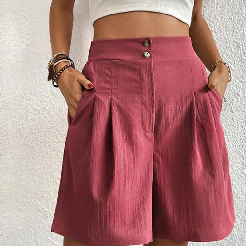 Korte Broek Dames van Lichtgewicht Stof met Hoge Taille en Plooiend Design - Zova - Fashion - Korte Broek Dames