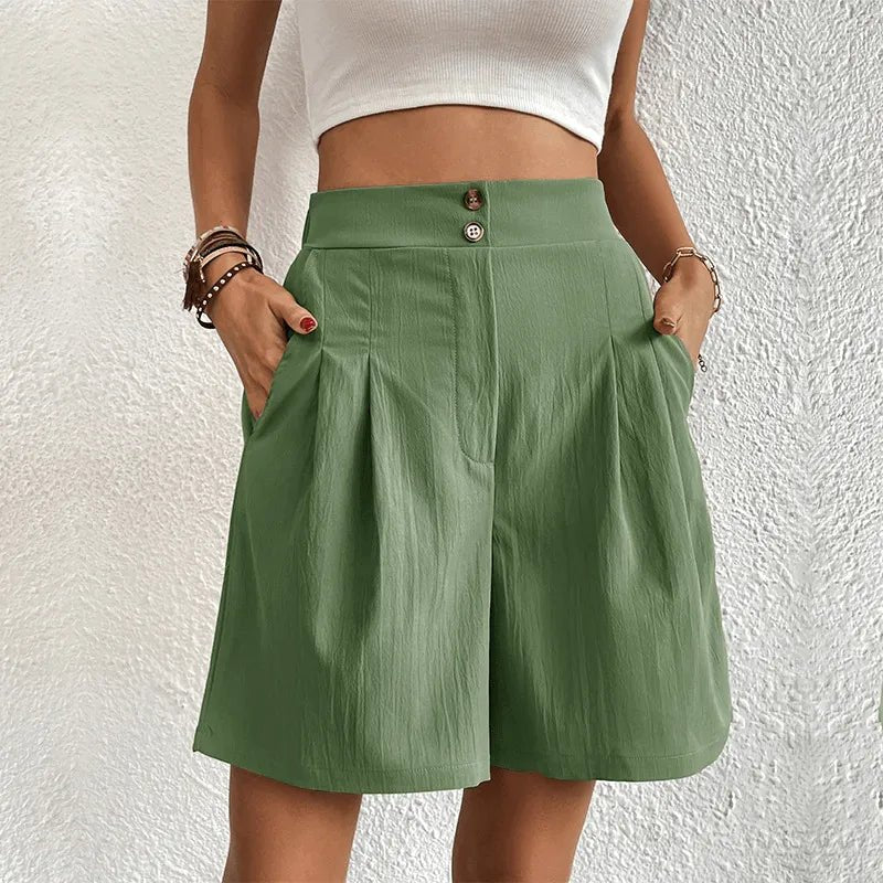 Korte Broek Dames van Lichtgewicht Stof met Hoge Taille en Plooiend Design - Zova - Fashion - Korte Broek Dames