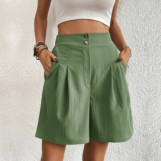 Korte Broek Dames van Lichtgewicht Stof met Hoge Taille en Plooiend Design - Zova - Fashion - Korte Broek Dames