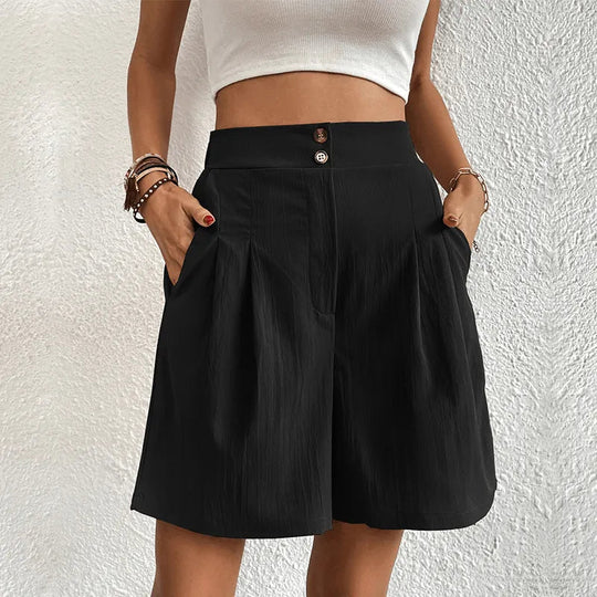 Korte Broek Dames van Lichtgewicht Stof met Hoge Taille en Plooiend Design - Zova - Fashion - Korte Broek Dames