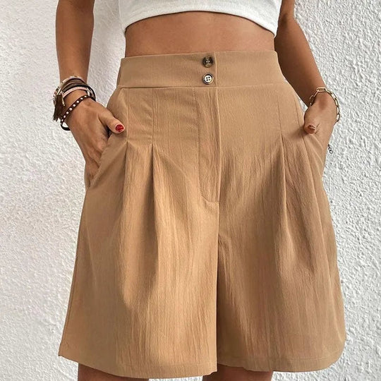 Korte Broek Dames van Lichtgewicht Stof met Hoge Taille en Plooiend Design - Zova - Fashion - Korte Broek Dames