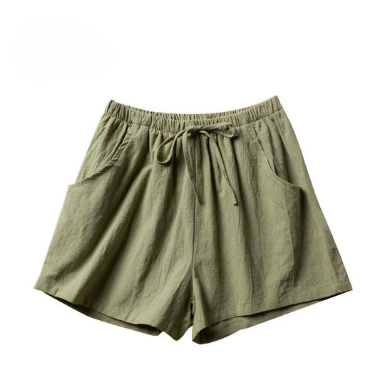 Korte Linnen Broek Dames met Hoge Taille en Flexibele Pasvorm - Zova - Fashion