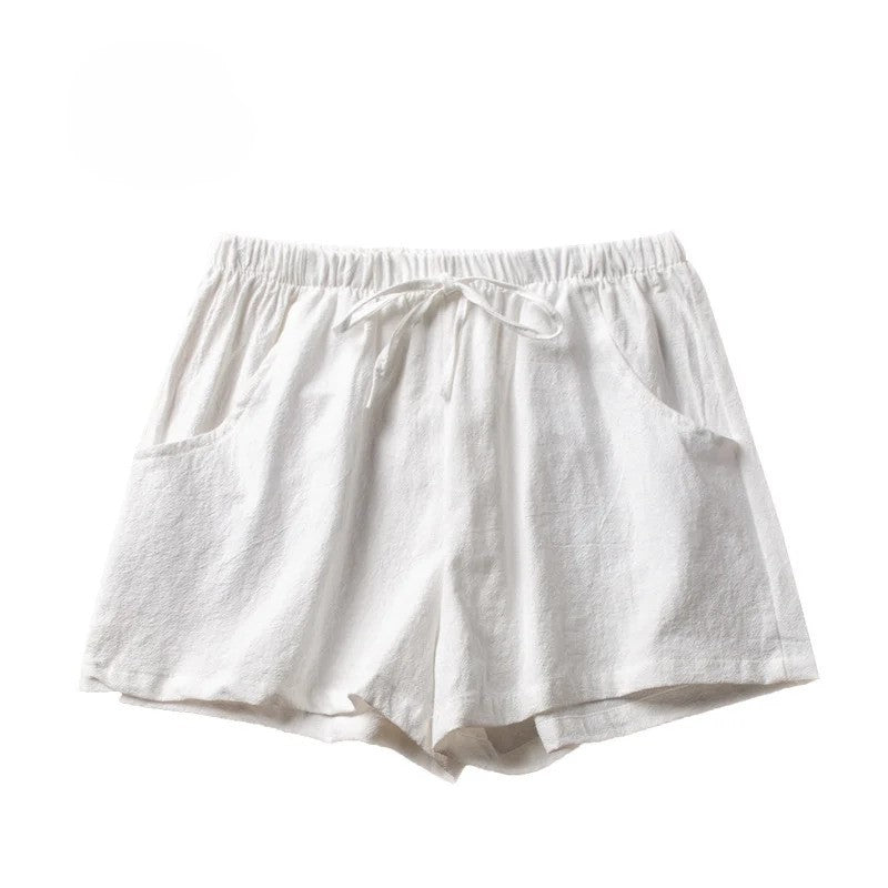 Korte Linnen Broek Dames met Hoge Taille en Flexibele Pasvorm - Zova - Fashion