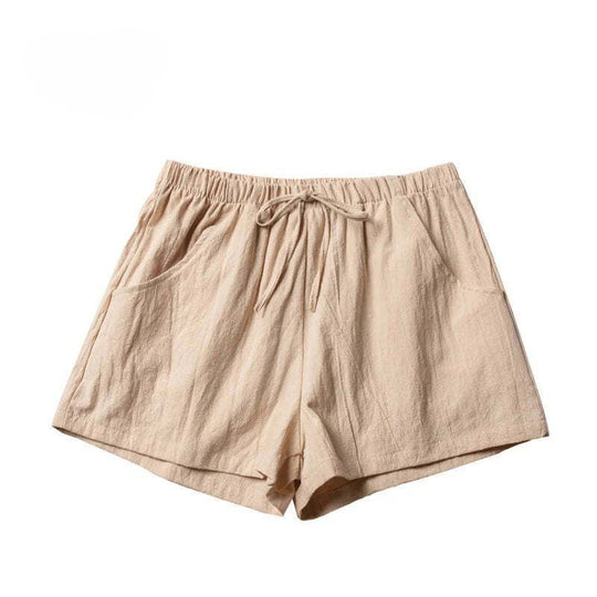Korte Linnen Broek Dames met Hoge Taille en Flexibele Pasvorm - Zova - Fashion