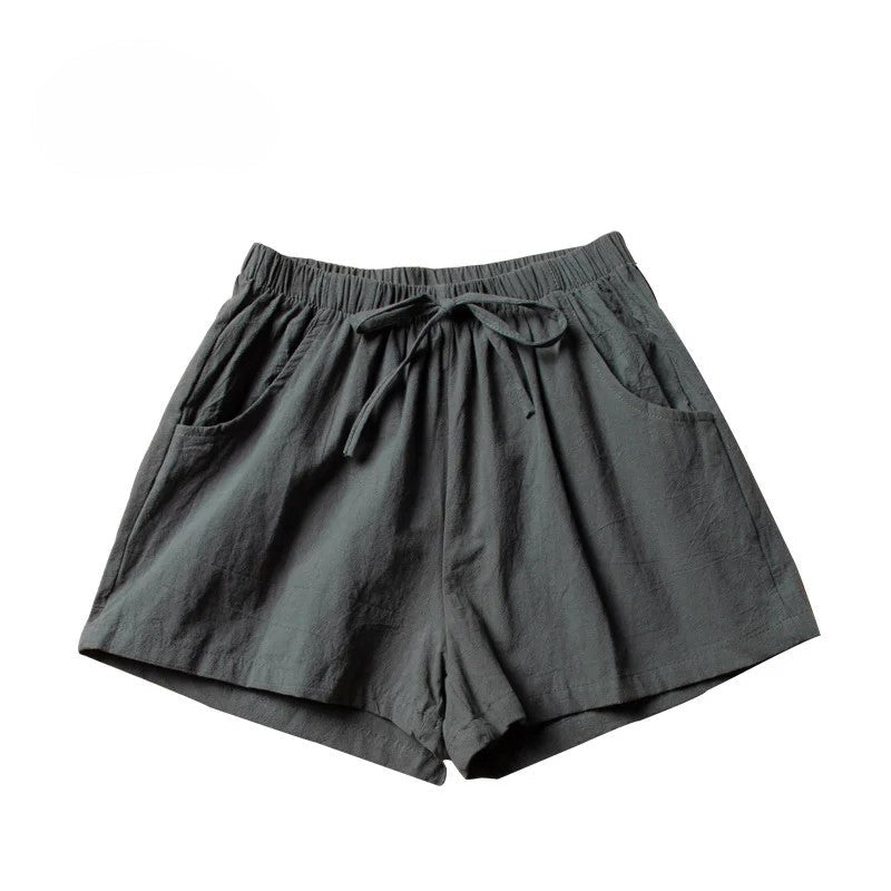 Korte Linnen Broek Dames met Hoge Taille en Flexibele Pasvorm - Zova - Fashion