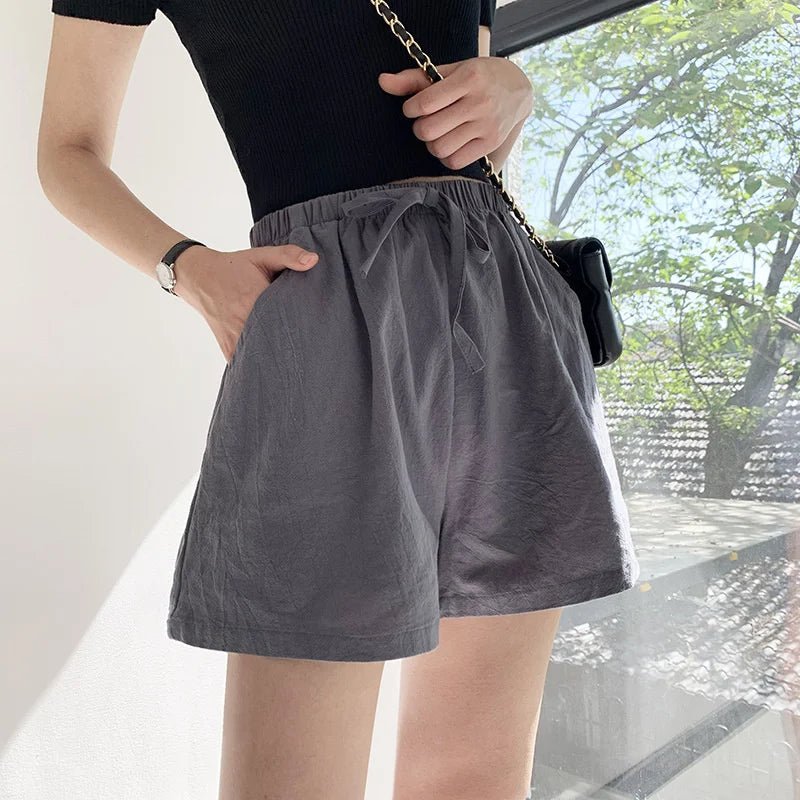 Korte Linnen Broek Dames met Hoge Taille en Flexibele Pasvorm - Zova - Fashion