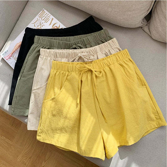 Korte Linnen Broek Dames met Hoge Taille en Flexibele Pasvorm - Zova - Fashion