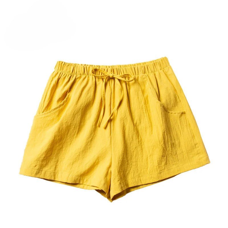 Korte Linnen Broek Dames met Hoge Taille en Flexibele Pasvorm - Zova - Fashion
