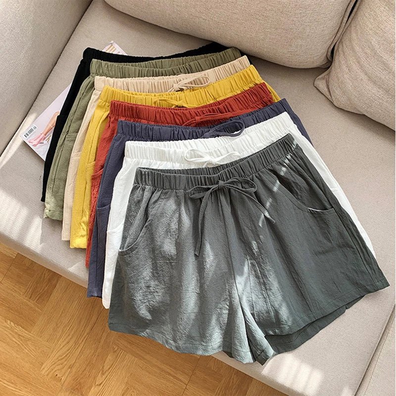 Korte Linnen Broek Dames met Hoge Taille en Flexibele Pasvorm - Zova - Fashion