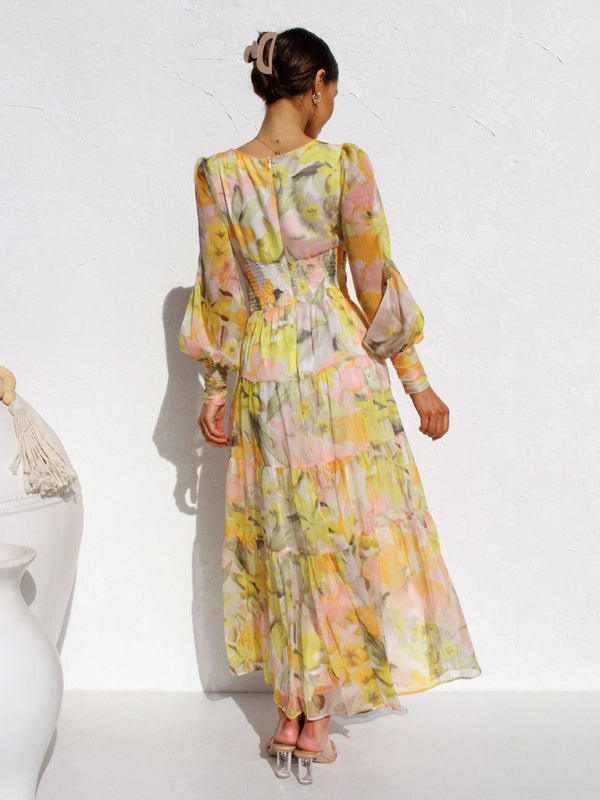 Leira Maxi Zomerjurk met V - hals en Lange Mouwen - Zova - Fashion - Maxi Jurk
