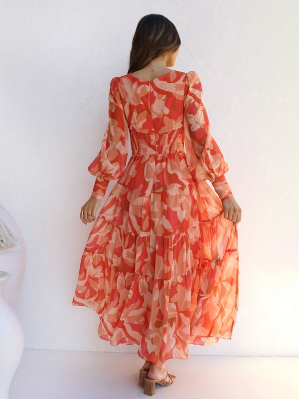 Leira Maxi Zomerjurk met V - hals en Lange Mouwen - Zova - Fashion - Maxi Jurk