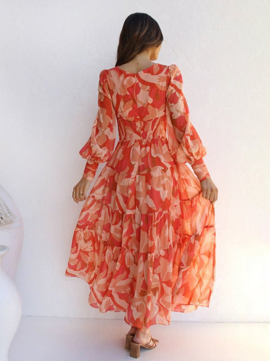 Leira Maxi Zomerjurk met V - hals en Lange Mouwen - Zova - Fashion - Maxi Jurk