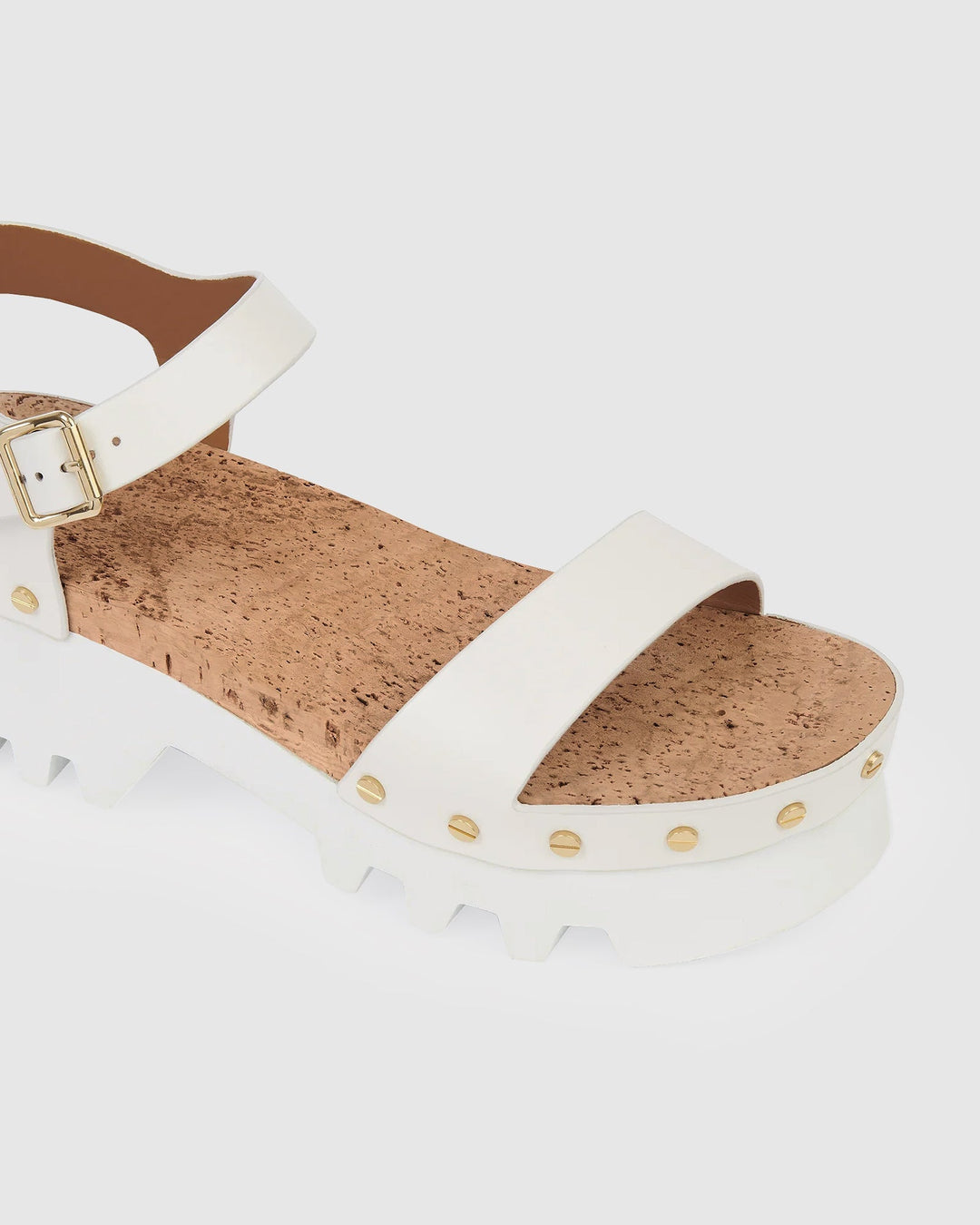 Leren Chunky Sandalen Dames met Gouden Studs en Kurkzool - Zova - Fashion - Sandalen Dames