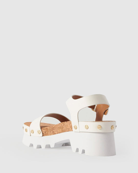 Leren Chunky Sandalen Dames met Gouden Studs en Kurkzool - Zova - Fashion - Sandalen Dames